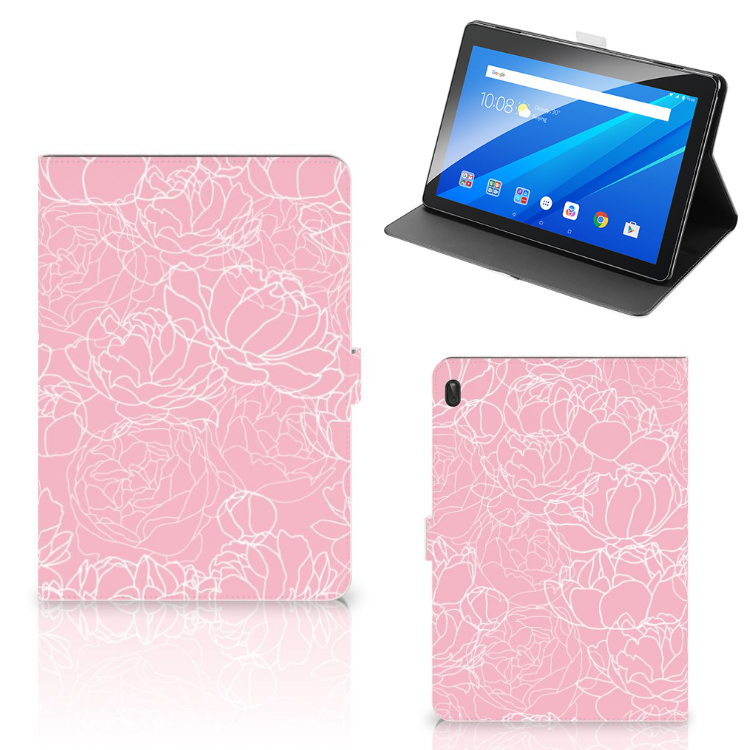 Lenovo Tab E10 Tablet Cover White Flowers