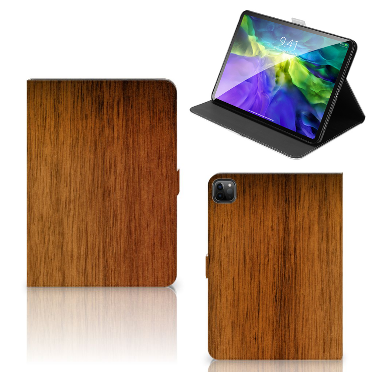 iPad Pro 2020 Tablet Book Cover Donker Hout