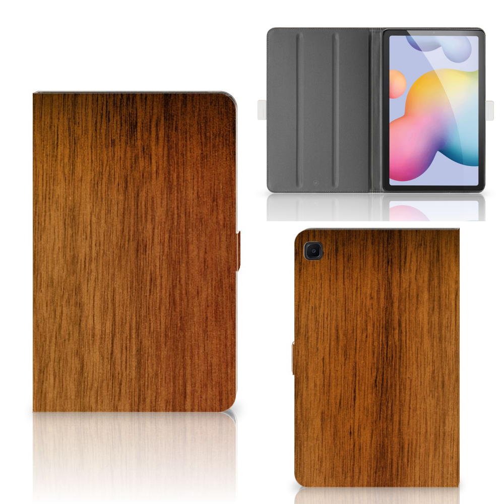 Samsung Galaxy Tab S6 Lite Tablet Book Cover Donker Hout
