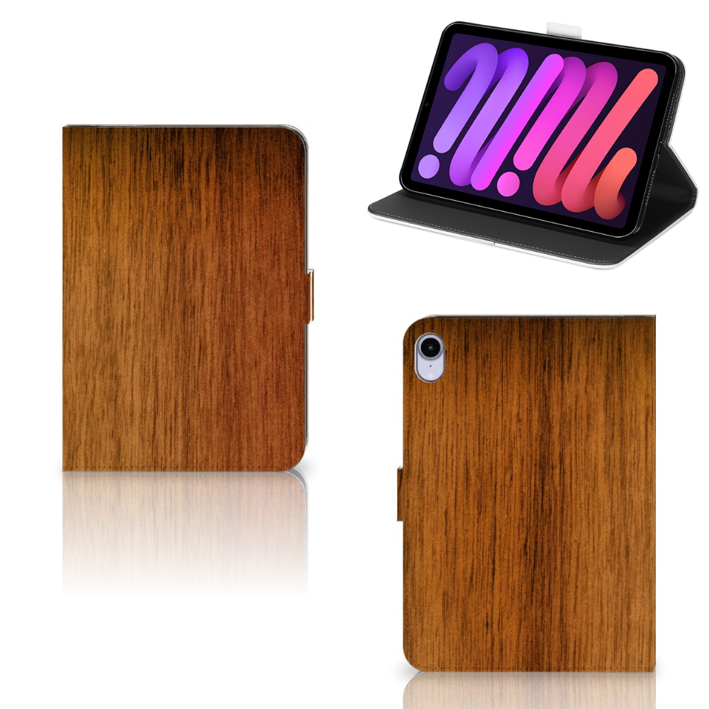 iPad Mini 6 (2021) Tablet Book Cover Donker Hout