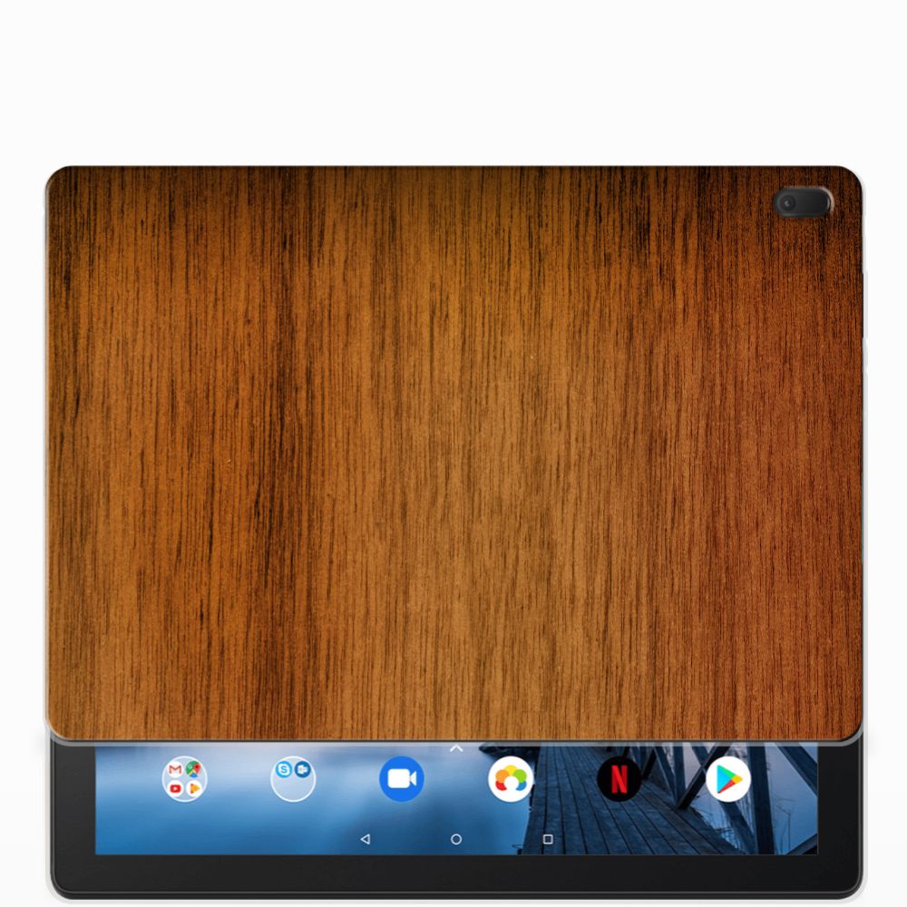 Lenovo Tab E10 Silicone Tablet Hoes Donker Hout