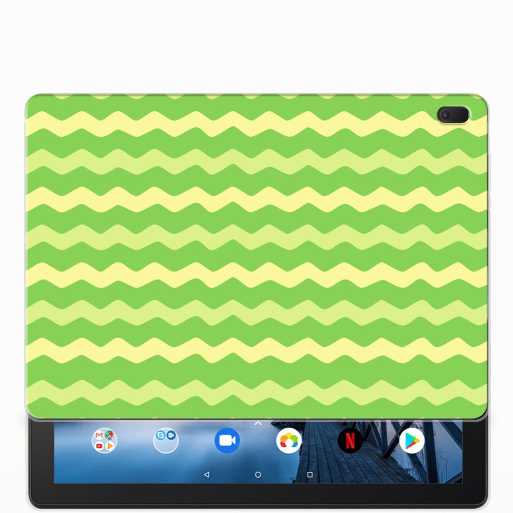 Lenovo Tab E10 Tablethoesje Design Waves Green