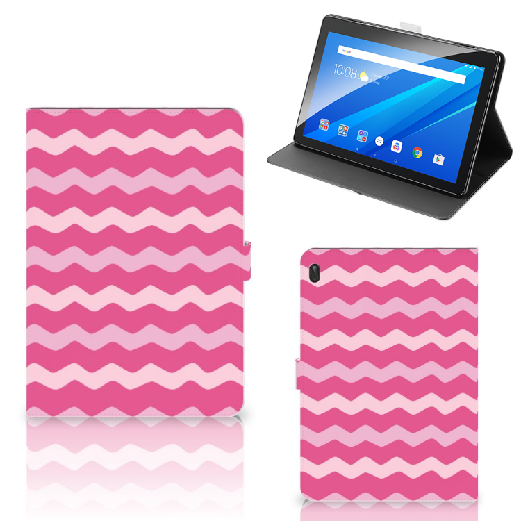 Lenovo Tab E10 Tablet Hoes Waves Pink