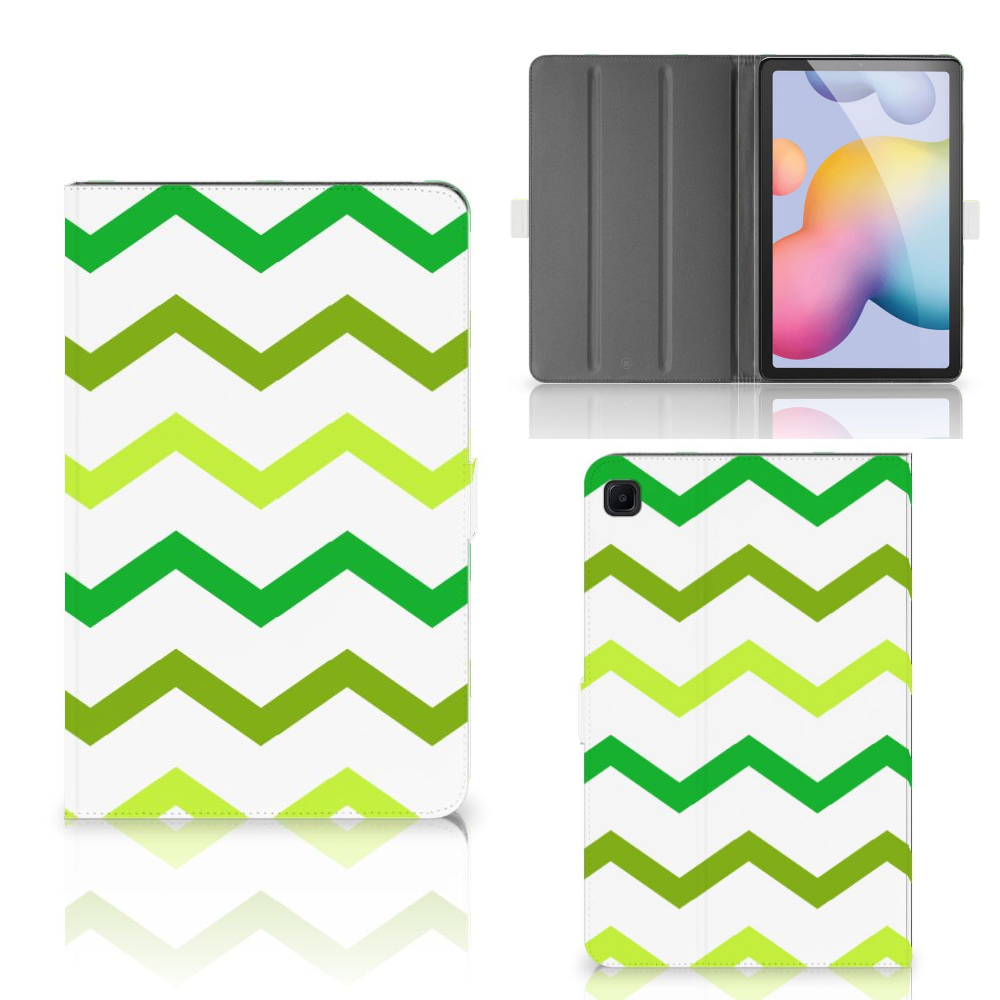 Samsung Galaxy Tab S6 Lite | S6 Lite (2022) Tablet Hoes Zigzag Groen
