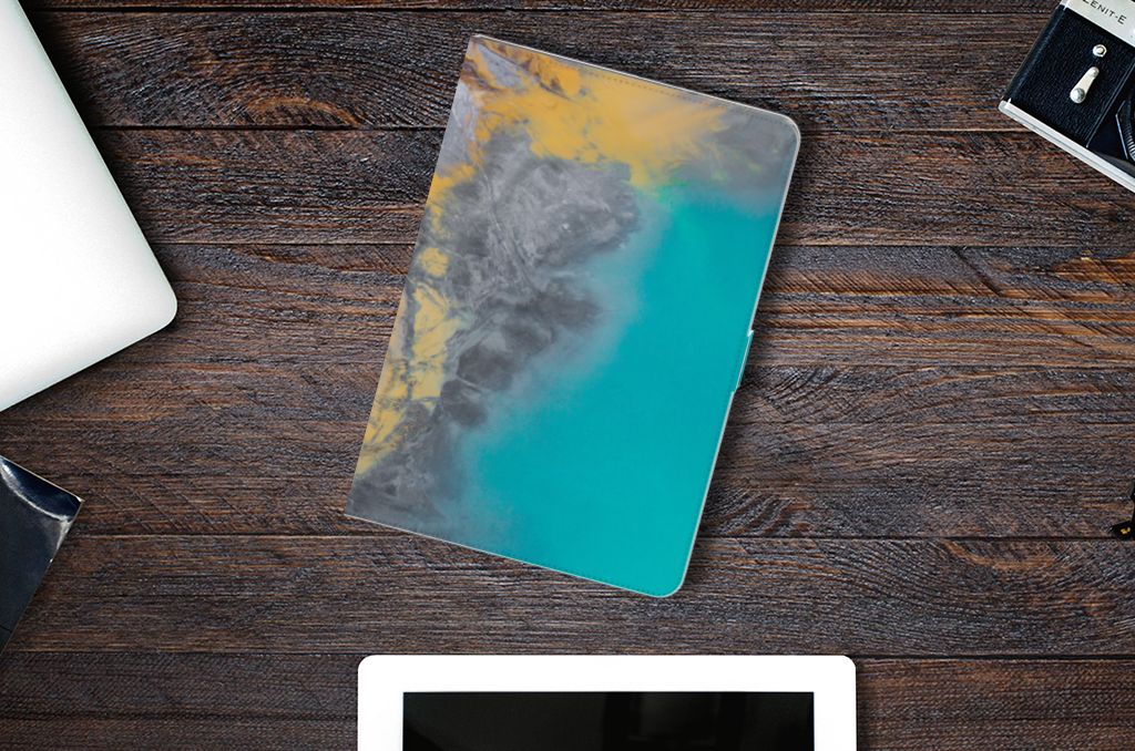 iPad 10.2 2019 | iPad 10.2 2020 | 10.2 2021 Leuk Tablet hoesje  Marble Blue Gold