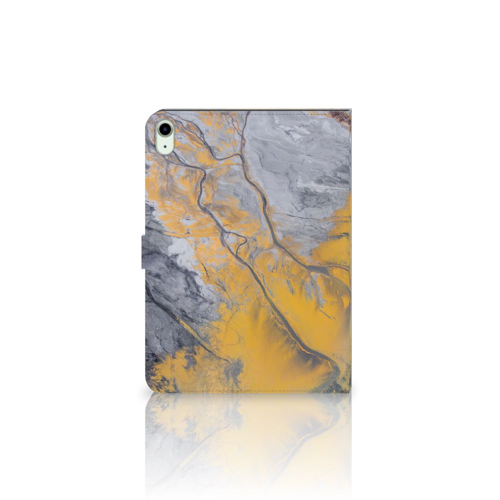 iPad Air (2020-2022) 10.9 inch Leuk Tablet hoesje Marble Blue Gold