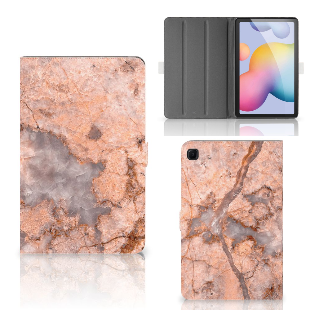 Samsung Galaxy Tab S6 Lite | S6 Lite (2022) Leuk Tablet hoesje  Marmer Oranje