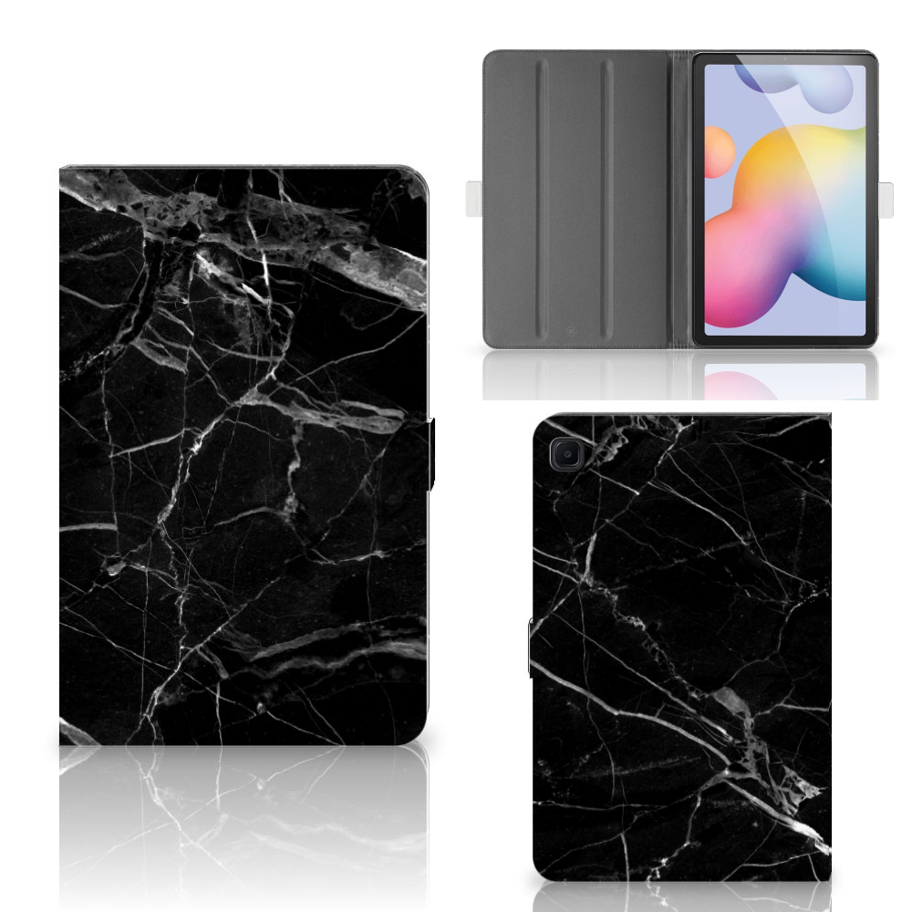 Samsung Galaxy Tab S6 Lite | S6 Lite (2022) Leuk Tablet hoesje  Marmer Zwart - Origineel Cadeau Vader