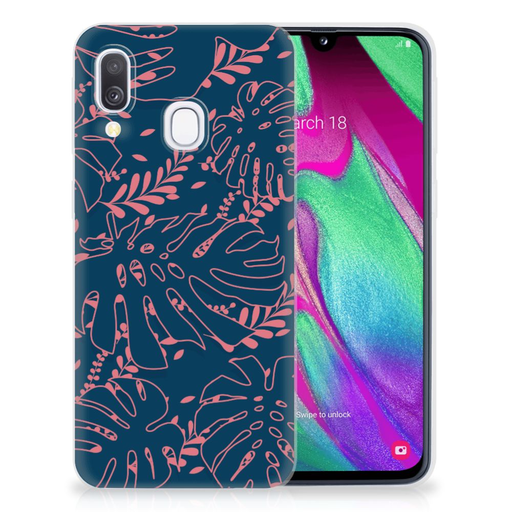 Back Case Samsung A40 TPU Silicone Hoesje Design Palm Leaves