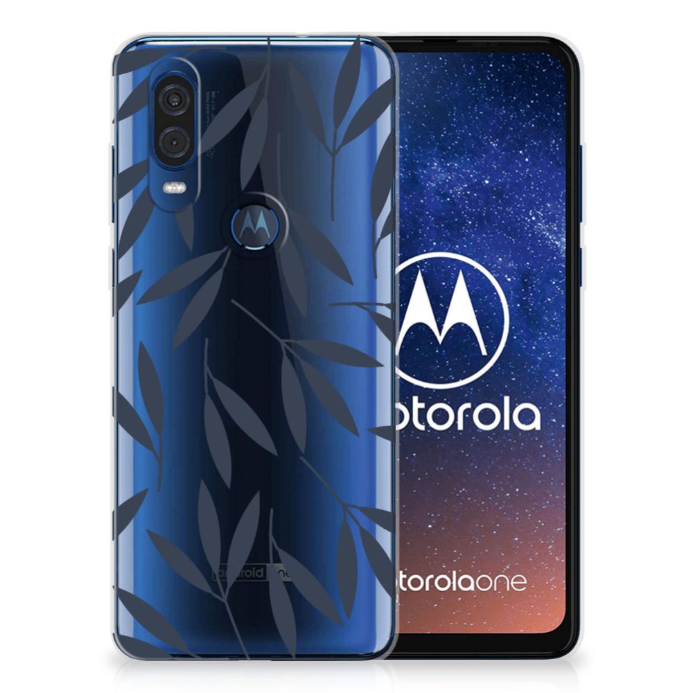 Motorola One Vision TPU Case Leaves Blue