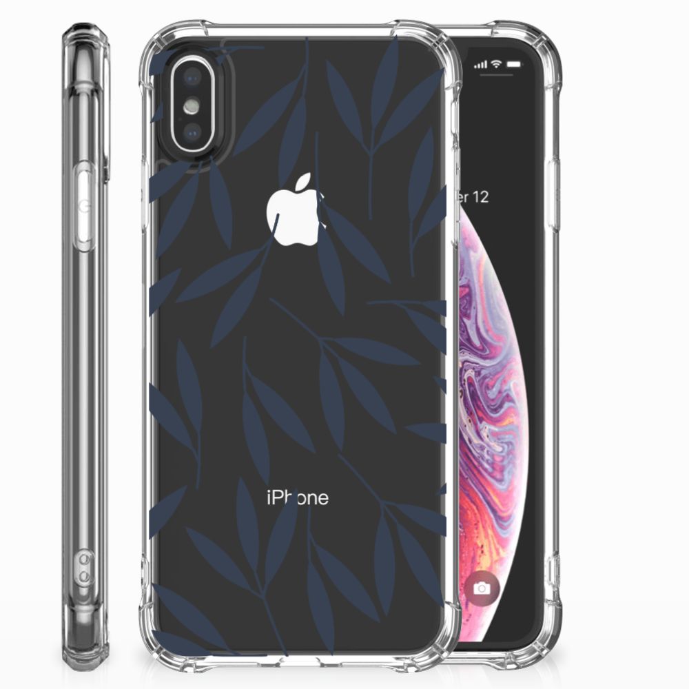 Apple iPhone X | Xs TPU Hoesje Design Leaves Blue