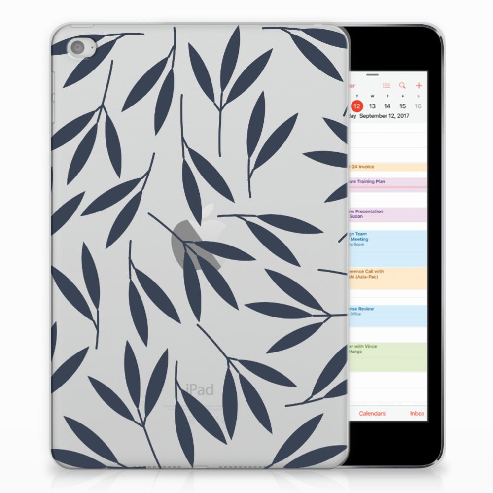 Apple iPad Mini 4 Tablethoesje Design Leaves Blue