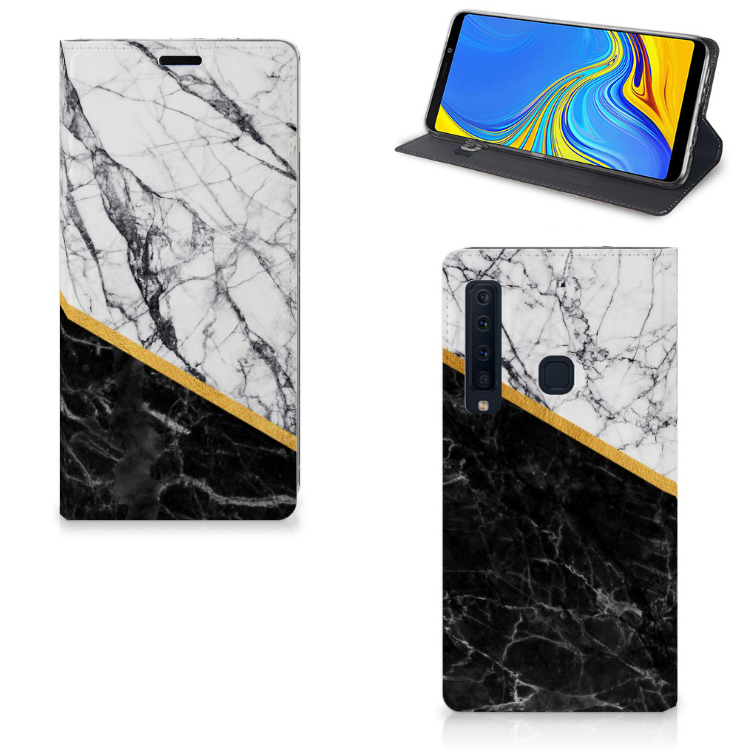 Samsung Galaxy A9 (2018) Uniek Standcase Hoesje Marble White Black