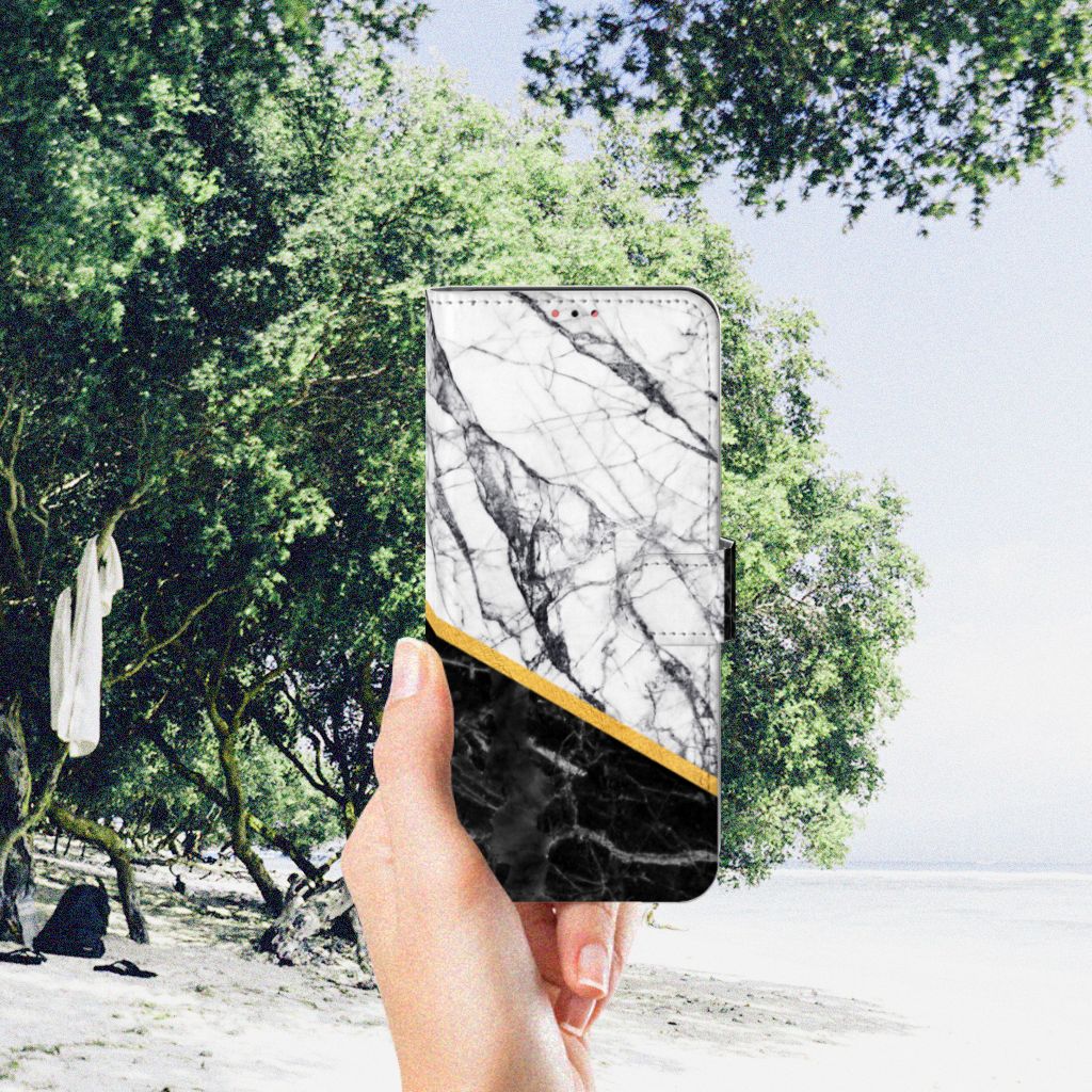 Samsung Galaxy A13 (4G) Bookcase Marmer Wit Zwart - Origineel Cadeau Man