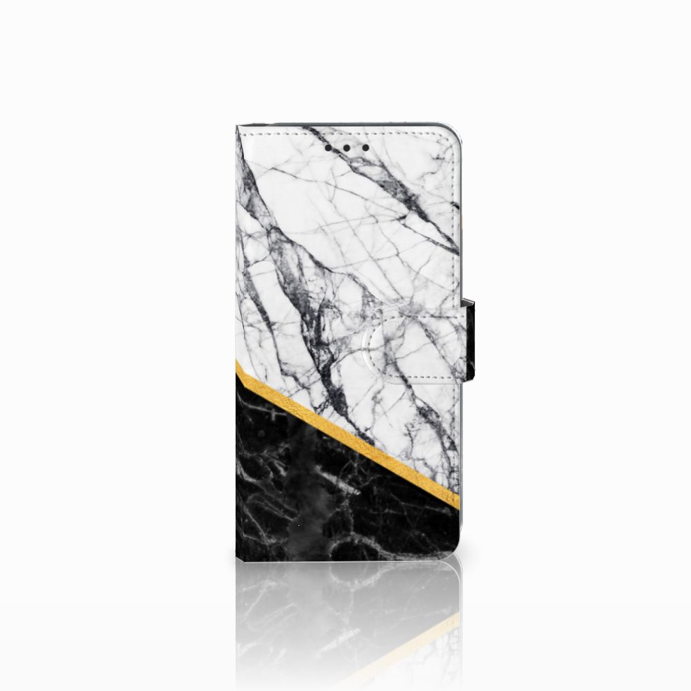 Samsung Galaxy A8 2018 Bookcase Marmer Wit Zwart - Origineel Cadeau Man