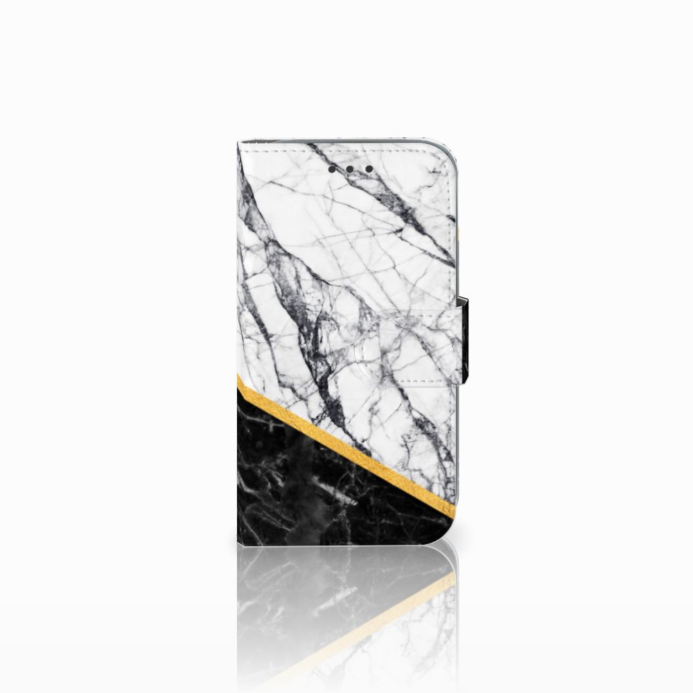 Samsung Galaxy Core Prime Bookcase Marmer Wit Zwart - Origineel Cadeau Man