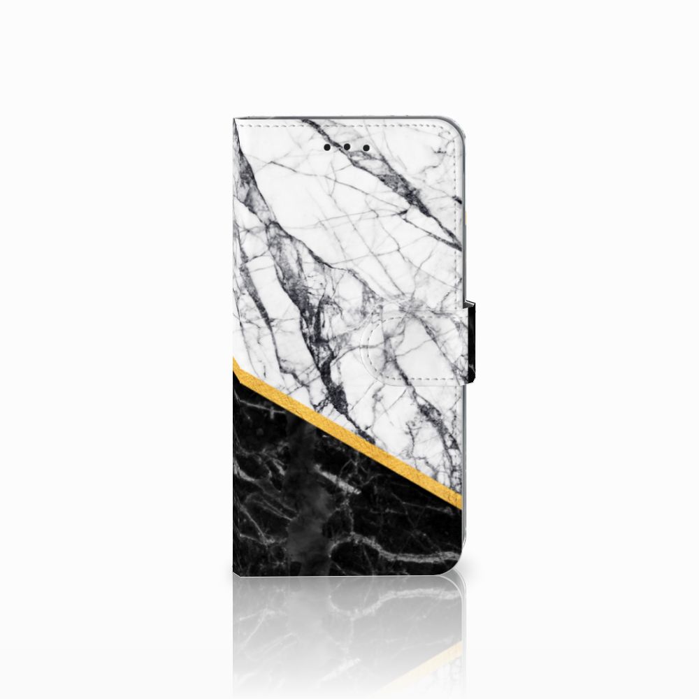 Samsung Galaxy A6 Plus 2018 Bookcase Marmer Wit Zwart - Origineel Cadeau Man