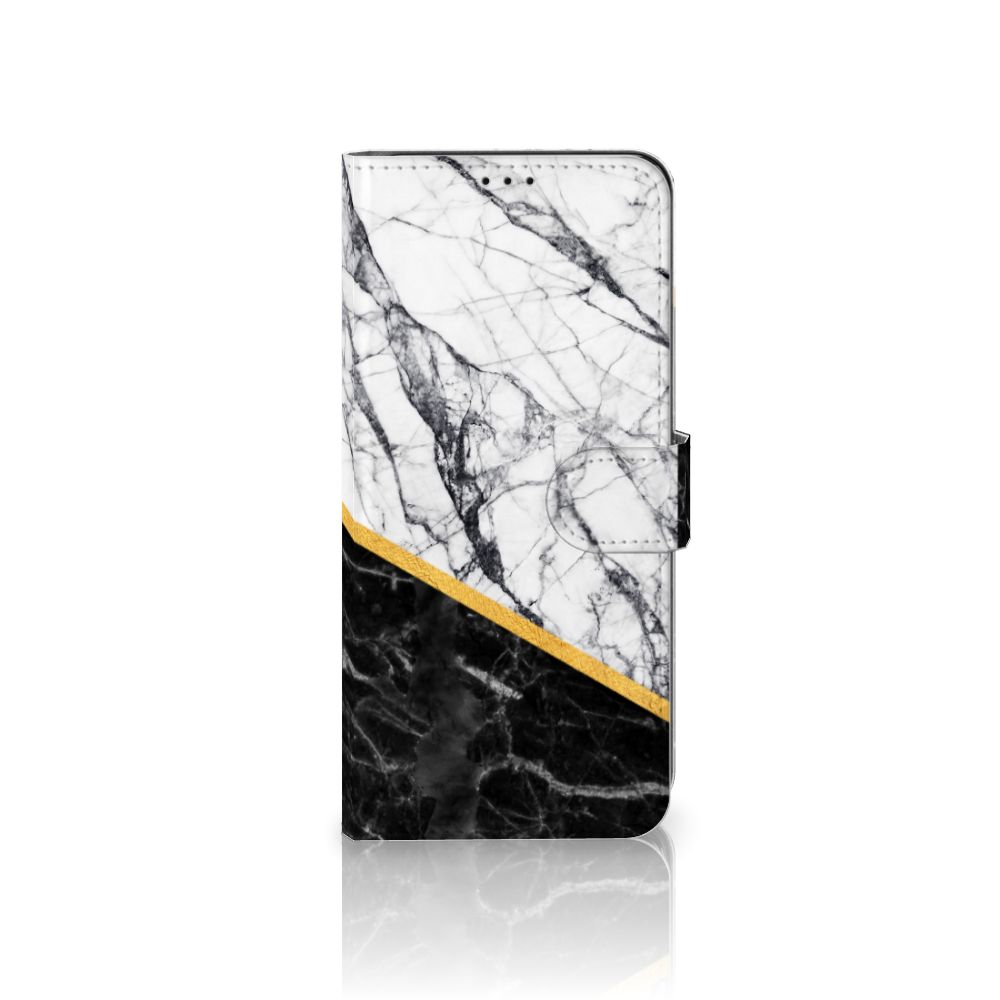 Samsung Galaxy S21 Ultra Bookcase Marmer Wit Zwart - Origineel Cadeau Man