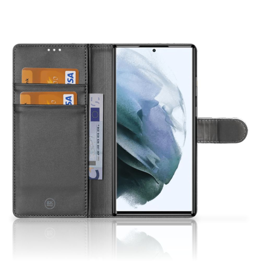 Samsung Galaxy S22 Ultra Bookcase Marmer Wit Zwart - Origineel Cadeau Man