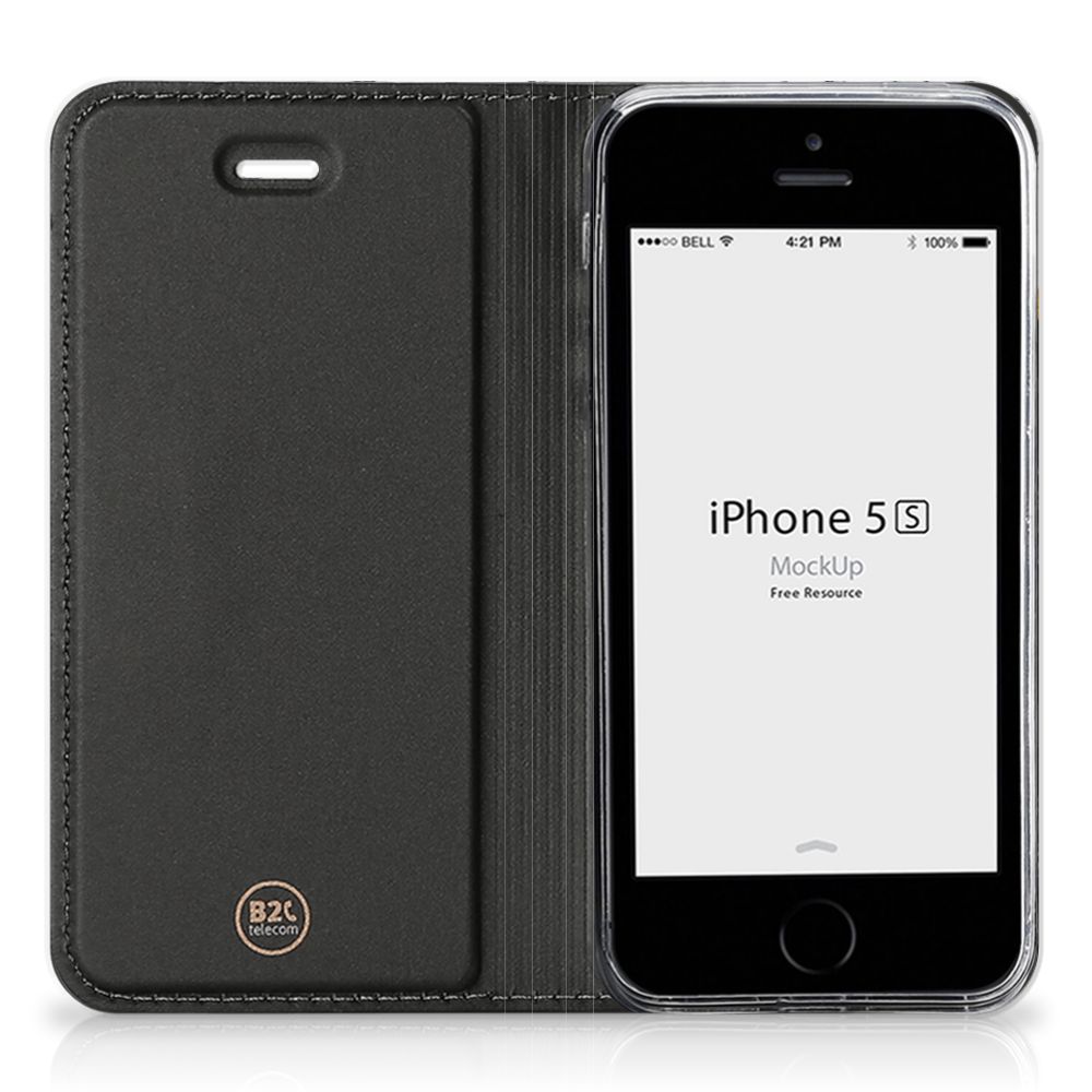 iPhone SE|5S|5 Standcase Marmer Wit Zwart - Origineel Cadeau Man
