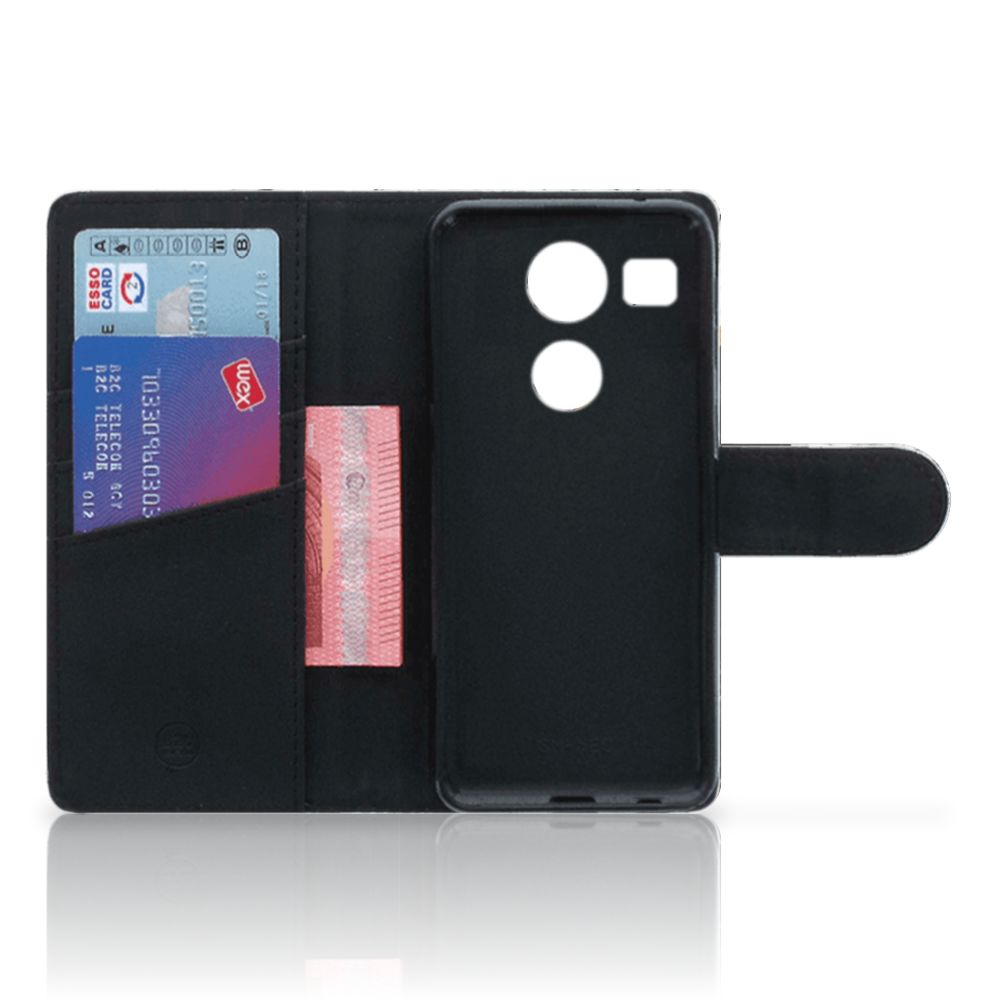 LG Nexus 5X Bookcase Marmer Wit Zwart - Origineel Cadeau Man