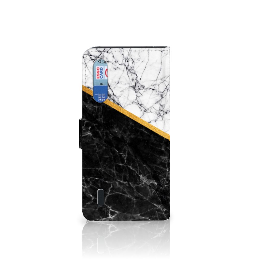 Xiaomi Mi 9 Lite Bookcase Marmer Wit Zwart - Origineel Cadeau Man