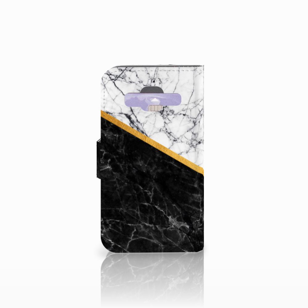 Samsung Galaxy Core Prime Bookcase Marmer Wit Zwart - Origineel Cadeau Man