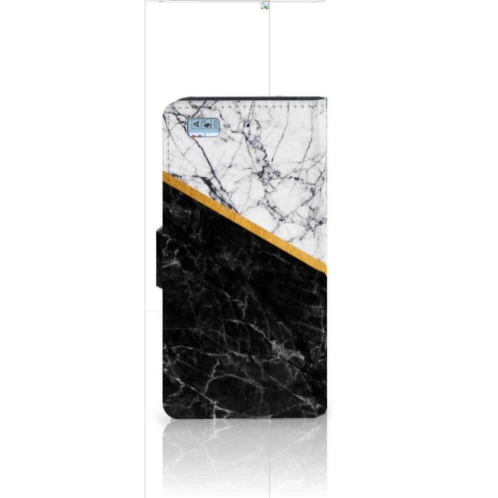 Huawei Ascend P8 Lite Bookcase Marmer Wit Zwart - Origineel Cadeau Man