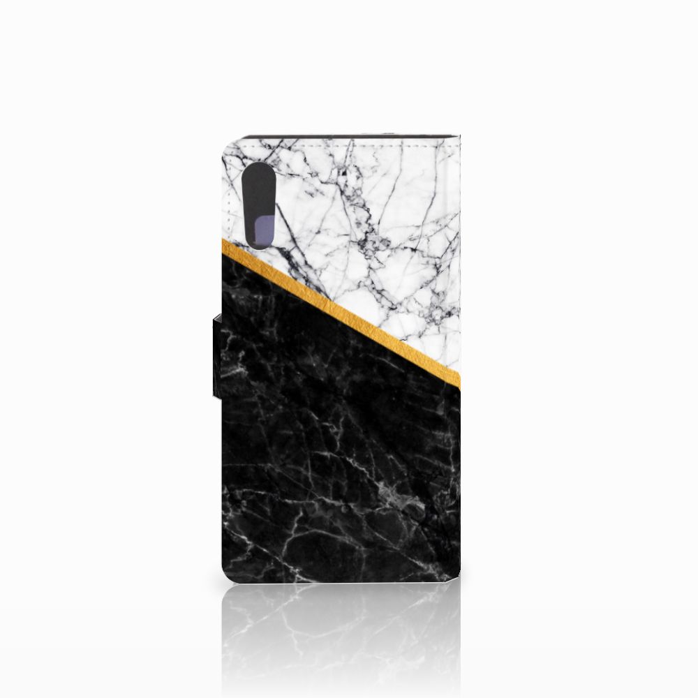 Sony Xperia XZ | Sony Xperia XZs Bookcase Marmer Wit Zwart - Origineel Cadeau Man