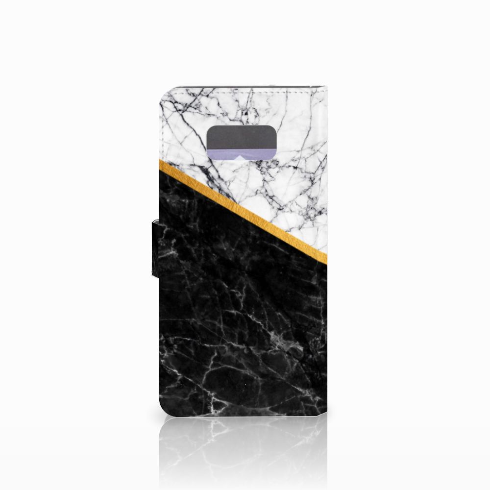 Samsung Galaxy S8 Plus Bookcase Marmer Wit Zwart - Origineel Cadeau Man
