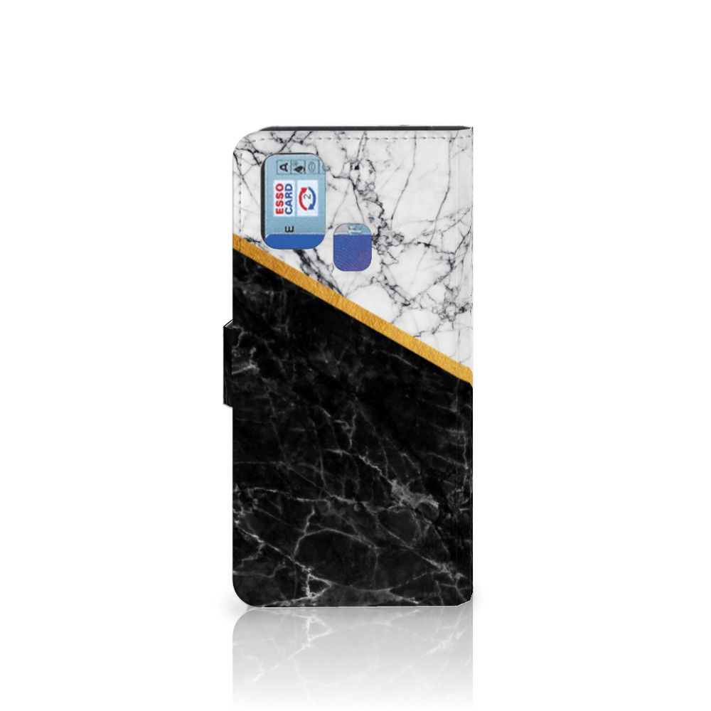 Samsung Galaxy M31 Bookcase Marmer Wit Zwart - Origineel Cadeau Man