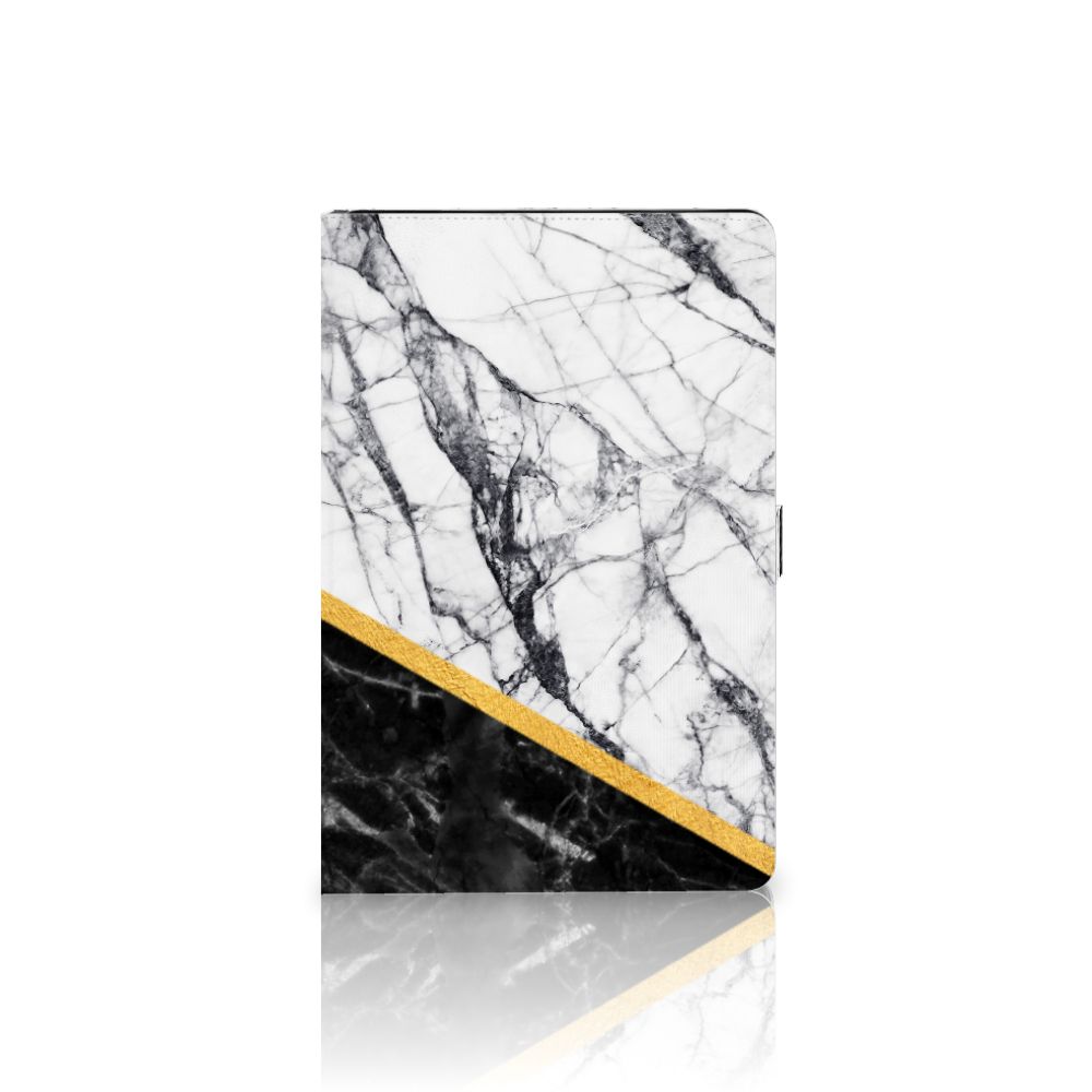 Samsung Galaxy Tab S7 FE | S7+ | S8+ Leuk Tablet hoesje  Marmer Wit Zwart - Origineel Cadeau Man