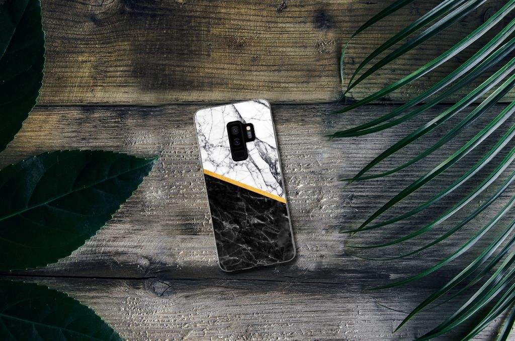 Samsung Galaxy S9 Plus TPU Siliconen Hoesje Marmer Wit Zwart - Origineel Cadeau Man