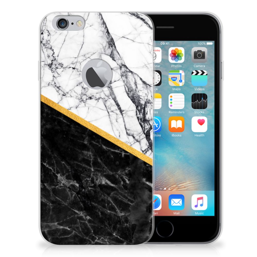 Apple iPhone 6 Plus | 6s Plus TPU Siliconen Hoesje Marmer Wit Zwart - Origineel Cadeau Man