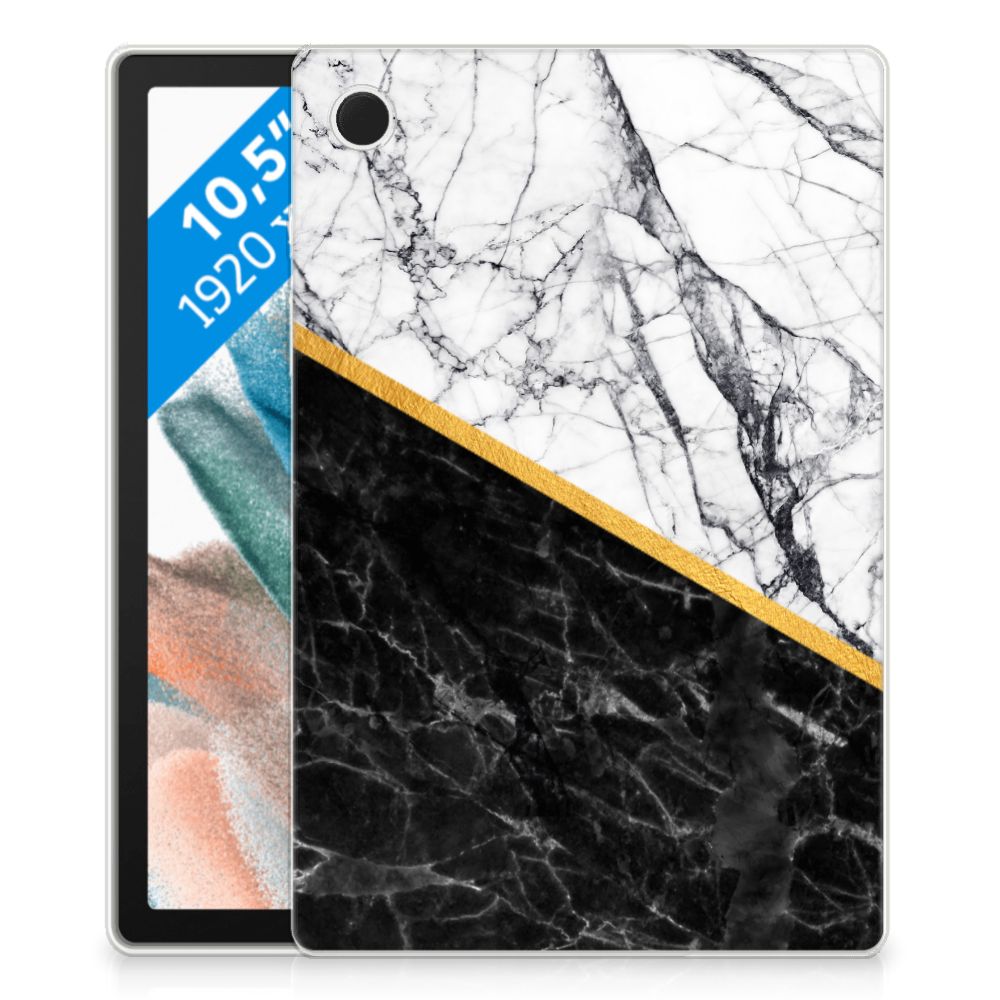 Samsung Galaxy Tab A8 2021/2022 Tablet Back Cover Marmer Wit Zwart - Origineel Cadeau Man
