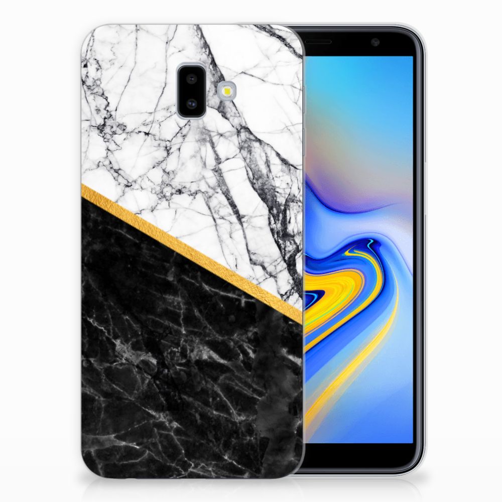 Samsung Galaxy J6 Plus (2018) Uniek TPU Hoesje Marble White Black