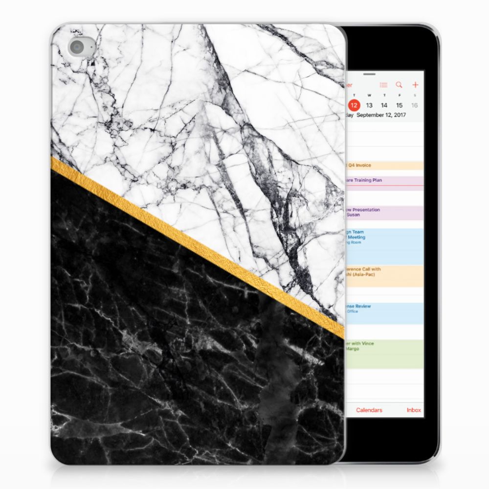 Apple iPad Mini 4 Uniek Tablethoesje Marble White Black