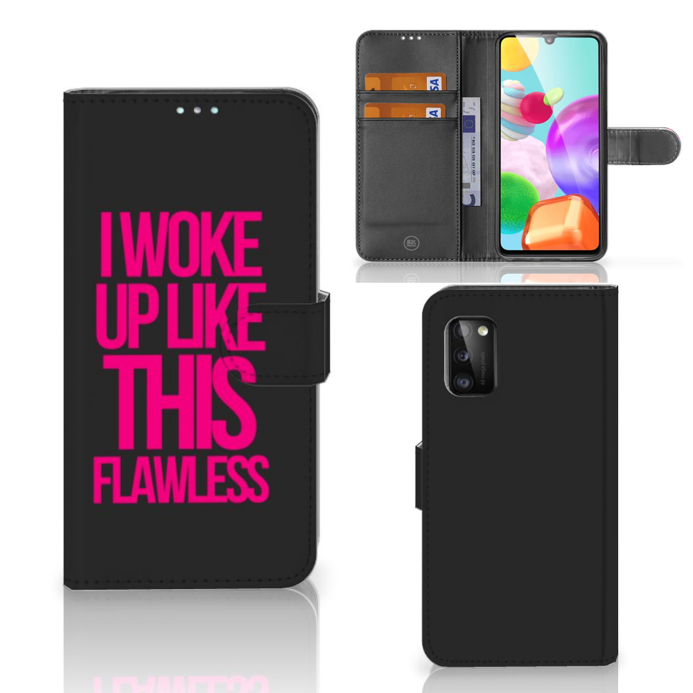 Samsung Galaxy A41 Hoesje met naam Woke Up - Origineel Cadeau Zelf Maken