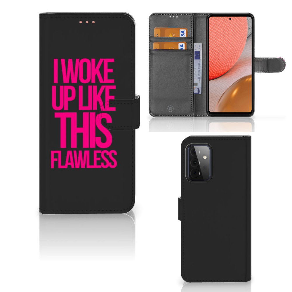 Samsung Galaxy A72 Hoesje met naam Woke Up - Origineel Cadeau Zelf Maken