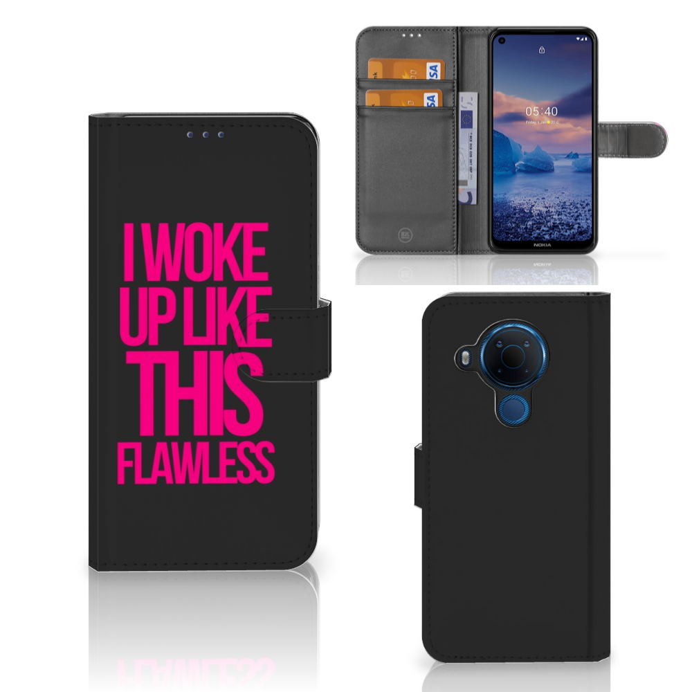 Nokia 5.4 Hoesje met naam Woke Up - Origineel Cadeau Zelf Maken