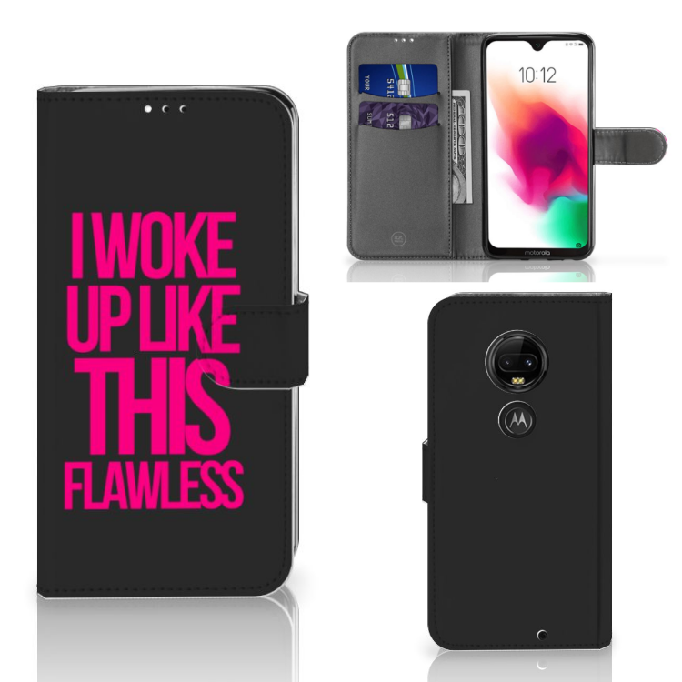 Motorola Moto G7 | G7 Plus Hoesje met naam Woke Up - Origineel Cadeau Zelf Maken