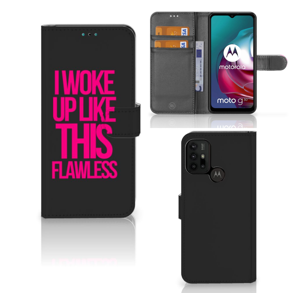 Motorola Moto G10 | G20 | G30 Hoesje met naam Woke Up - Origineel Cadeau Zelf Maken