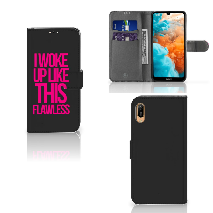 Huawei Y6 (2019) Hoesje met naam Woke Up - Origineel Cadeau Zelf Maken