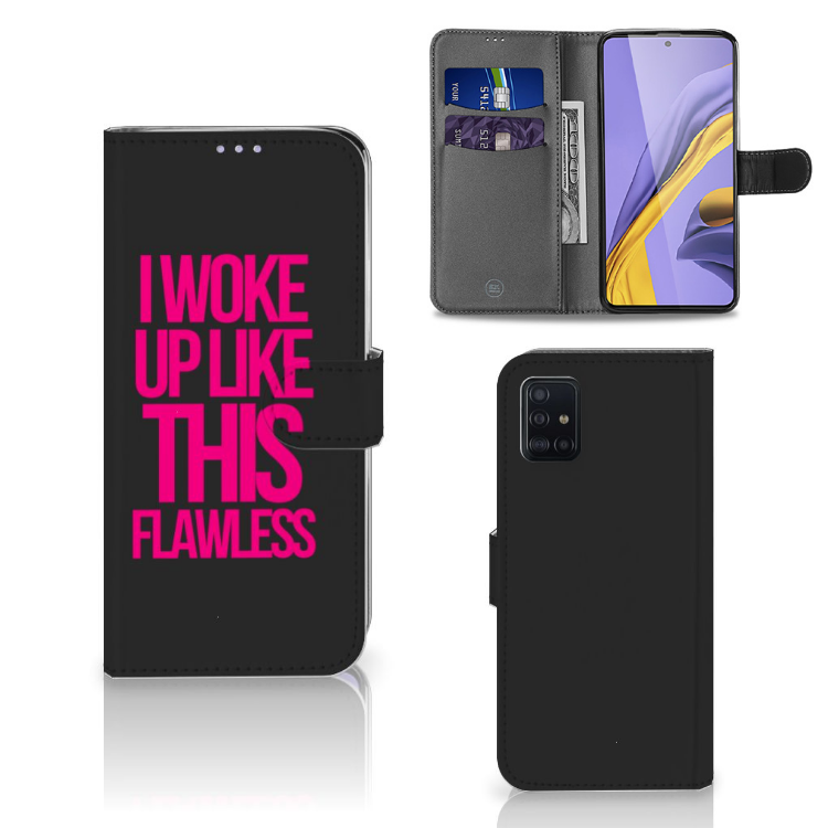 Samsung Galaxy A51 Hoesje met naam Woke Up - Origineel Cadeau Zelf Maken