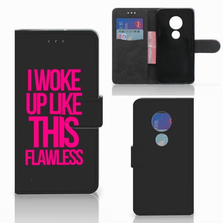 Motorola Moto G7 Play Hoesje met naam Woke Up - Origineel Cadeau Zelf Maken