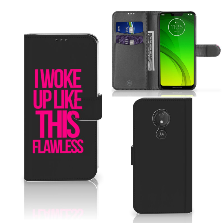 Motorola Moto G7 Power Hoesje met naam Woke Up - Origineel Cadeau Zelf Maken