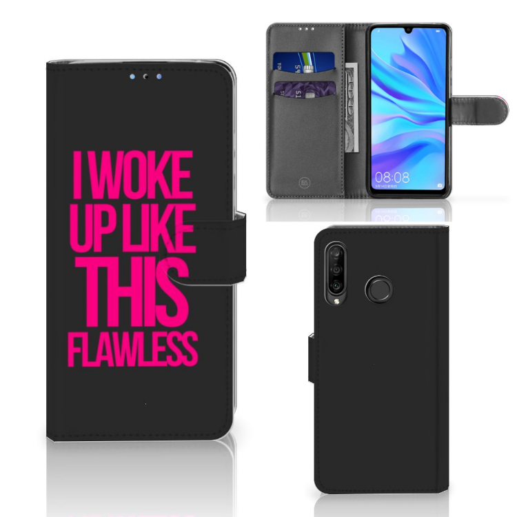 Huawei P30 Lite (2020) Hoesje met naam Woke Up - Origineel Cadeau Zelf Maken