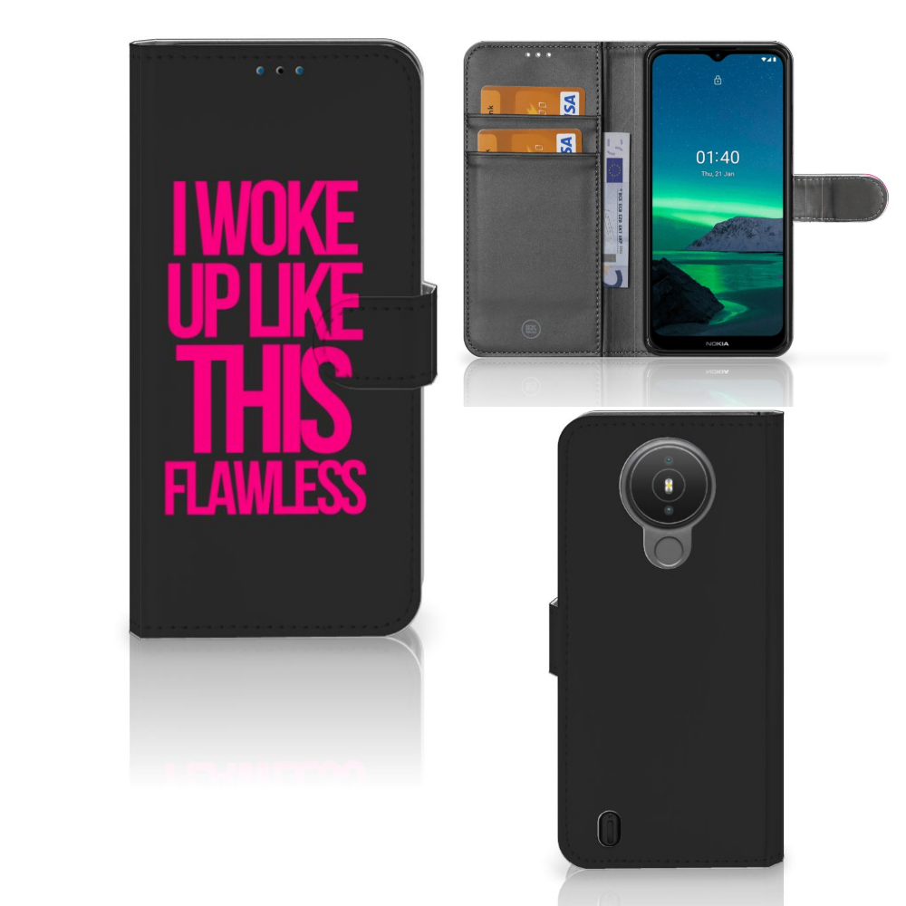 Nokia 1.4 Hoesje met naam Woke Up - Origineel Cadeau Zelf Maken