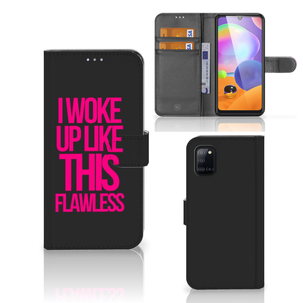 Samsung Galaxy A31 Hoesje met naam Woke Up - Origineel Cadeau Zelf Maken