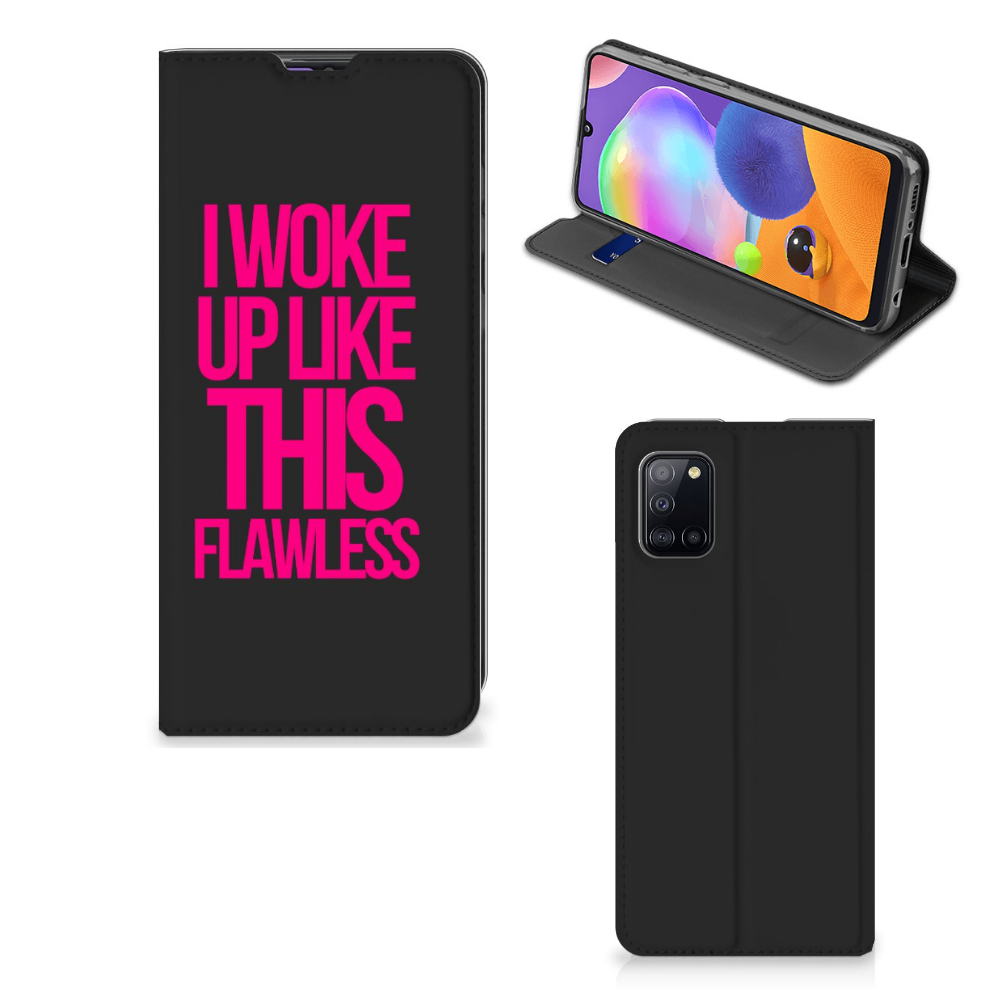Samsung Galaxy A31 Hoesje met tekst Woke Up - Origineel Cadeau Zelf Maken